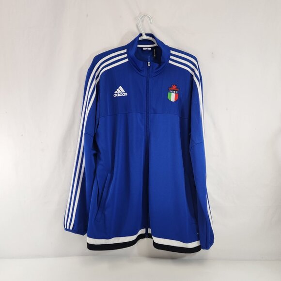 Adidas ICSF Blue Zip-Up Jacket Climacool Italian Canadian Soccer Patch - Picture 1 of 11